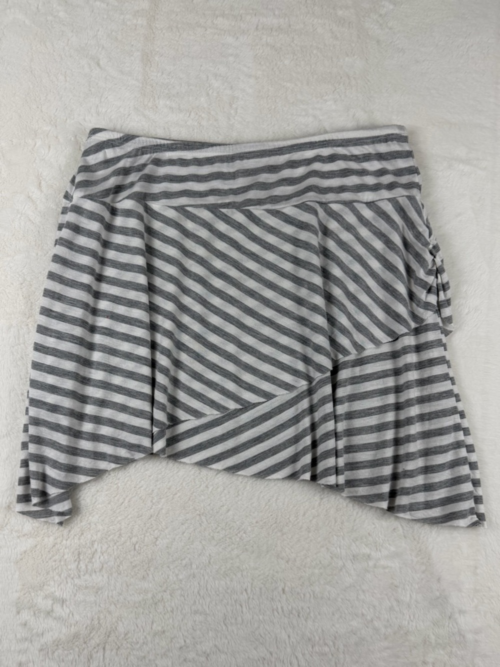 Garage Gray & White Striped Asymmetrical Skirt